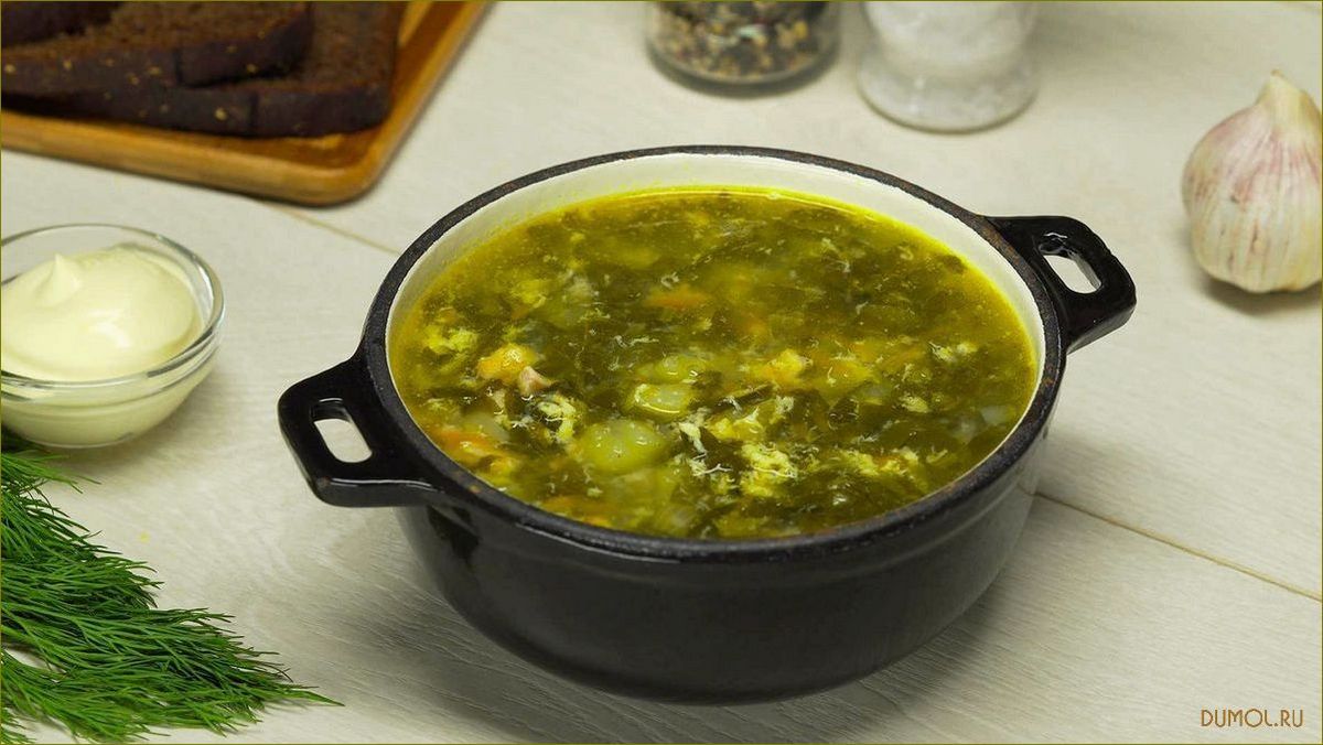 Щавелевый суп с яйцом и курицей